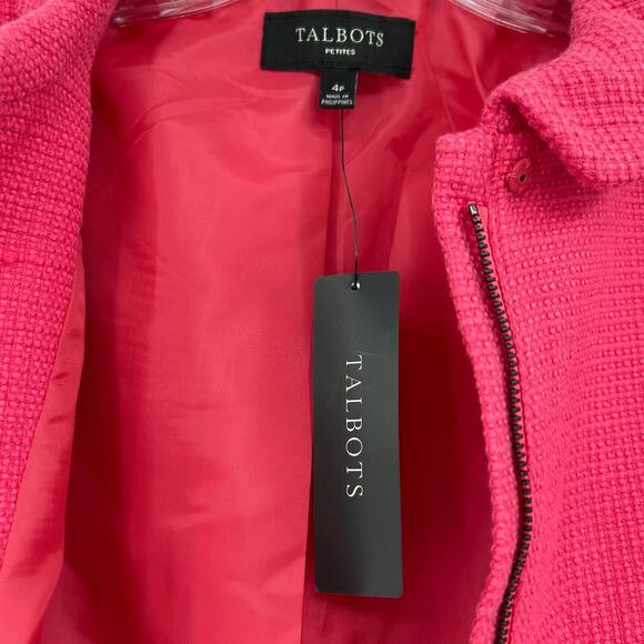 NWT Talbots Full Zip Blazer Suit Jacket Pink Office Bright Career Womens Size 4P - Picture 8 of 13